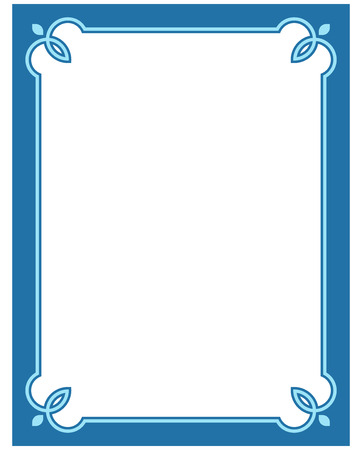 Blue border frame deco vector label simple line cornerのイラスト素材