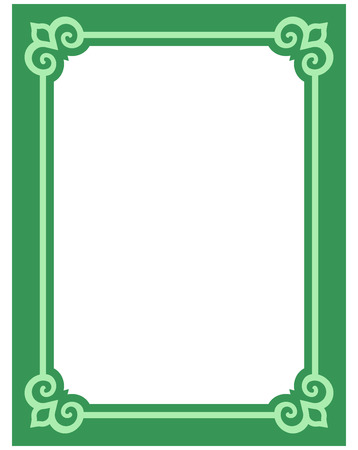 Green border frame deco vector art simple line cornerのイラスト素材