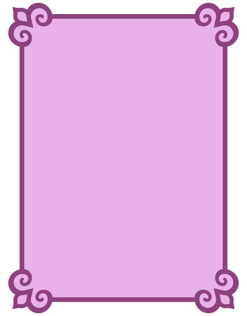 Pink purple border frame deco vector art simple line cornerのイラスト素材