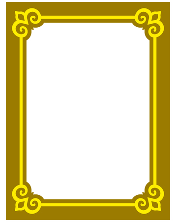Yellow gold border frame deco vector art simple line cornerのイラスト素材