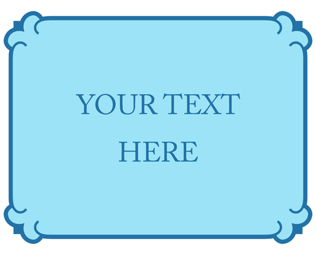 Blue border frame deco vector label simple line cornerのイラスト素材