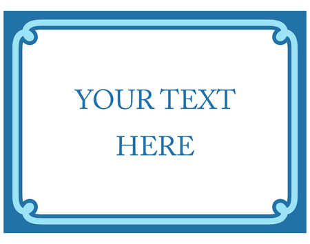 Blue border frame deco vector label simple line cornerのイラスト素材