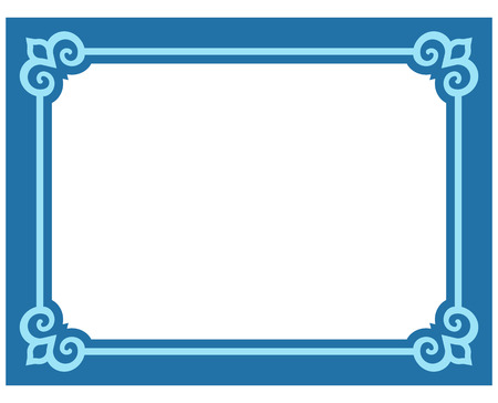 Blue border frame deco vector label simple line cornerのイラスト素材