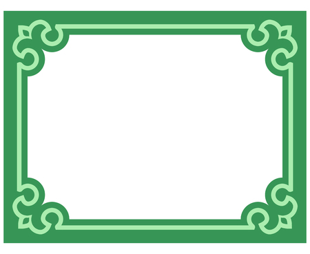 Green border frame deco vector art simple line cornerのイラスト素材