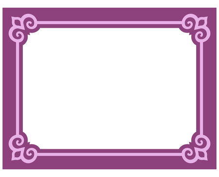 Pink purple border frame deco vector art simple line cornerのイラスト素材