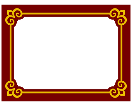 Border frame deco plaque. Vector art simple line cornerのイラスト素材