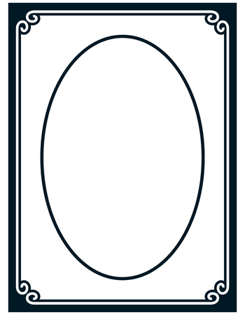 Oval border photo frame deco. Vector simple vertical line signboardのイラスト素材