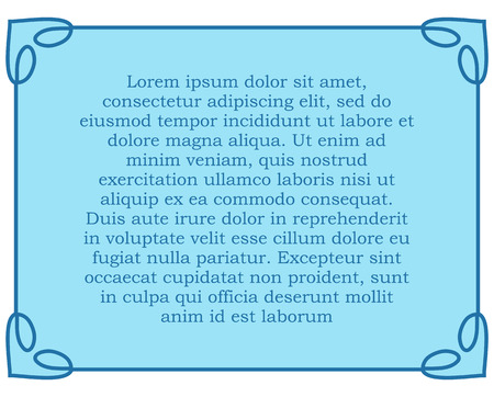 Blue border frame deco vector label simple line cornerのイラスト素材