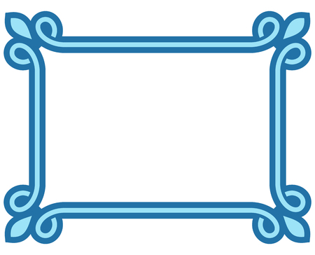 Blue border frame deco vector label simple line cornerのイラスト素材