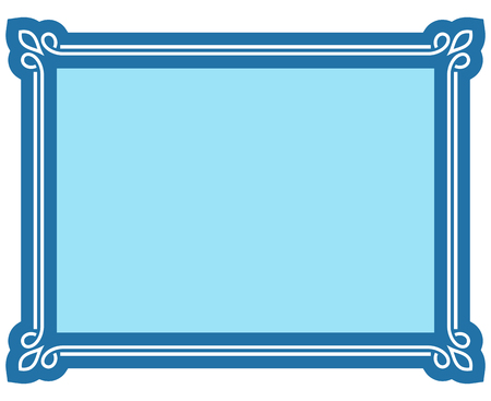 Blue border frame deco vector label simple line cornerのイラスト素材