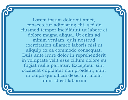 Blue border frame deco vector label simple line cornerのイラスト素材