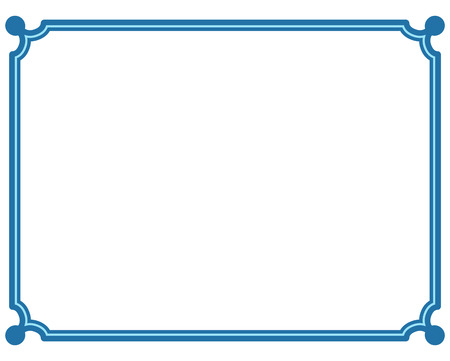 Blue border frame deco vector label simple line cornerのイラスト素材
