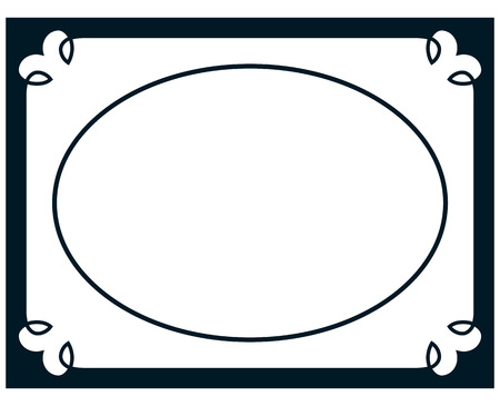 Oval border photo frame deco. Vector simple vertical line signboardのイラスト素材