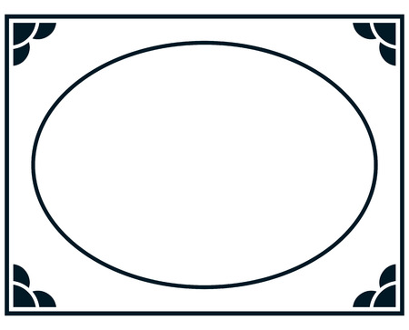 Oval border photo frame deco. Vector simple vertical line signboardのイラスト素材