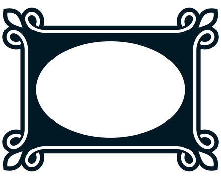 Oval border photo frame deco. Vector simple vertical line signboardのイラスト素材
