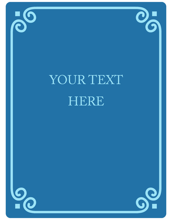 Blue border frame deco vector label simple line cornerのイラスト素材