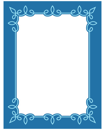 Blue border frame deco vector label simple line cornerのイラスト素材