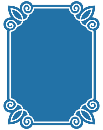 Blue border frame deco vector label simple line cornerのイラスト素材