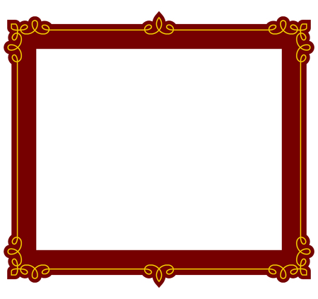 Red border frame deco plaque. Vector art simple line cornerのイラスト素材