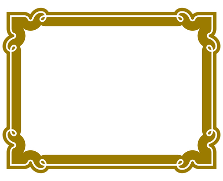 Yellow gold border frame deco vector art simple line cornerのイラスト素材