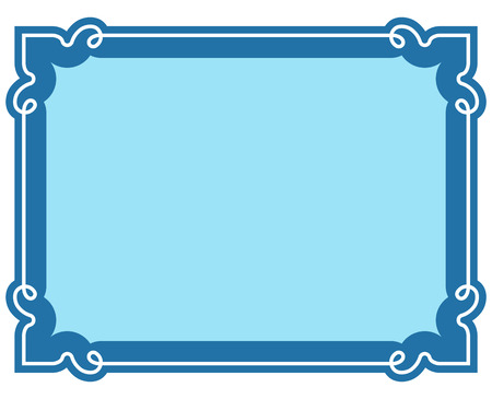 Blue border frame deco vector label simple line cornerのイラスト素材