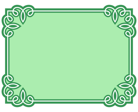 Green border frame deco vector art simple line cornerのイラスト素材