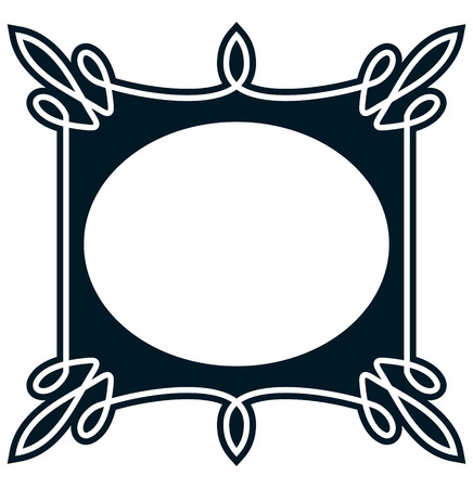 Oval border photo frame deco. Vector simple vertical line signboardのイラスト素材