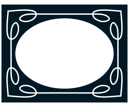Oval border photo frame deco. Vector simple vertical line signboardのイラスト素材