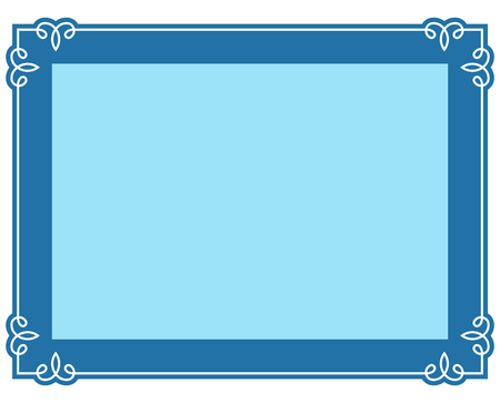 Blue border frame deco vector label simple line cornerのイラスト素材