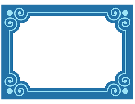 Blue border frame deco vector label simple line cornerのイラスト素材