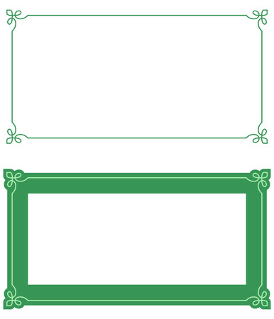 Green border frame deco vector art simple line cornerのイラスト素材