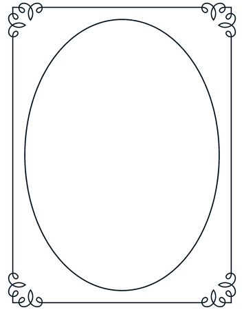 Oval border photo frame deco. Vector simple vertical line signboardのイラスト素材
