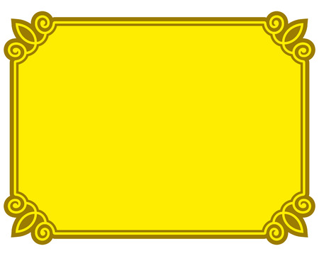 Yellow gold border frame deco vector art simple line cornerのイラスト素材