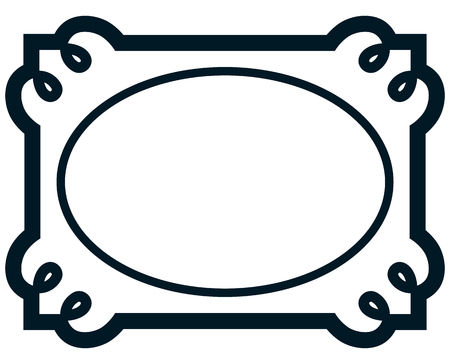 Oval border photo frame deco. Vector simple vertical line signboardのイラスト素材