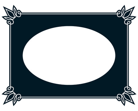 Oval border photo frame deco. Vector simple vertical line signboardのイラスト素材