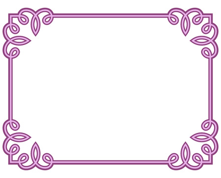 Pink purple border frame deco vector art simple line cornerのイラスト素材