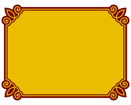 Border frame deco plaque. Vector art simple line cornerのイラスト素材