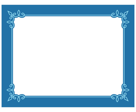 Blue border frame deco vector label simple line cornerのイラスト素材