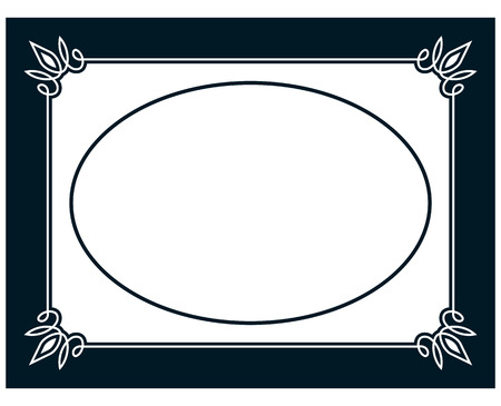 Oval border photo frame deco. Vector simple vertical line signboardのイラスト素材