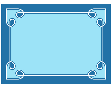 Blue border frame deco vector label simple line cornerのイラスト素材