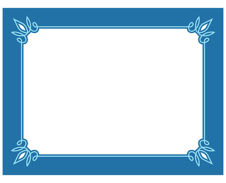 Blue border frame deco vector label simple line cornerのイラスト素材