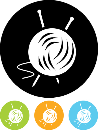 Ball of yarn vector icon and knitting needlesのイラスト素材