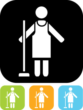 Cleaning lady room service icon isolatedのイラスト素材