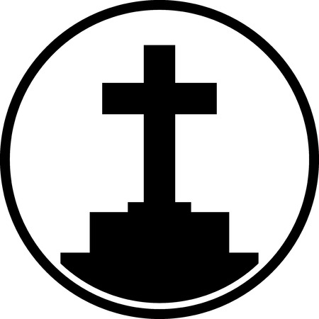 Grave with tombstone cross vector isolatedのイラスト素材