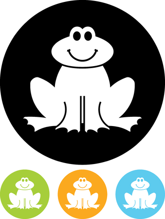 Funny cartoon frog - Vector icon isolatedのイラスト素材