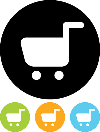 Supermarket shopping cart - Vector icon isolatedのイラスト素材