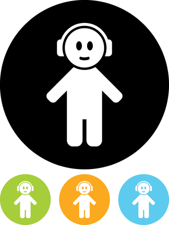 Cartoon man in headphones - Vector icon isolatedのイラスト素材