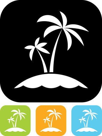 Tropical sea small island - Vector icon isolatedのイラスト素材