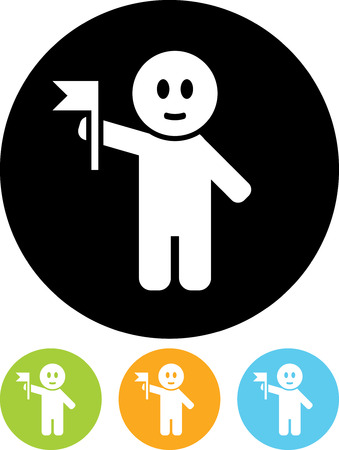 Man with Flag - Vector icon isolatedのイラスト素材