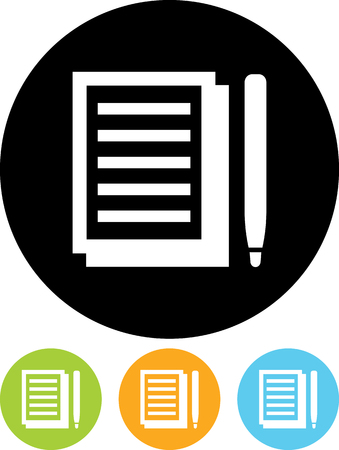 Notepad with pen - Vector icon isolatedのイラスト素材